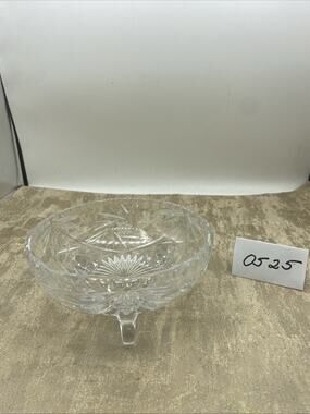 Vintage Pinwheel W/Star Of David Crystal Cut Bowl 6 1/4” Diameter 3 Footed